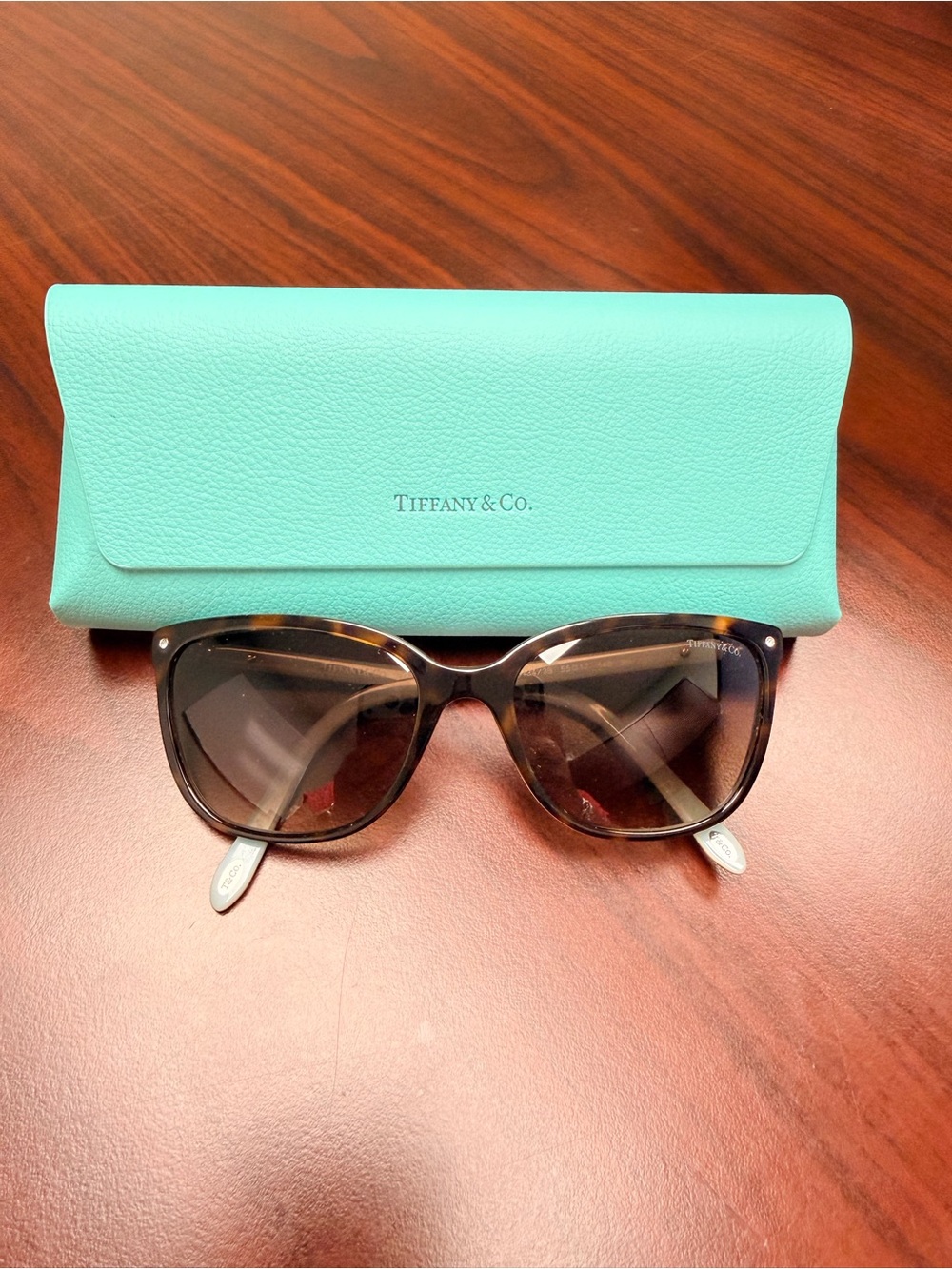 Tiffany & Co. Tortoiseshell Sunglasses with Tiffany Blue Case
